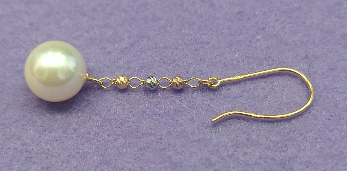 K18 K18WG PG ピアス パール スリーカラー 約0.7mm玉 刻印が見える画像 上:K18WG 18金ホワイトゴールド 下:K18 18金 総重量:約1.2g 拍卖