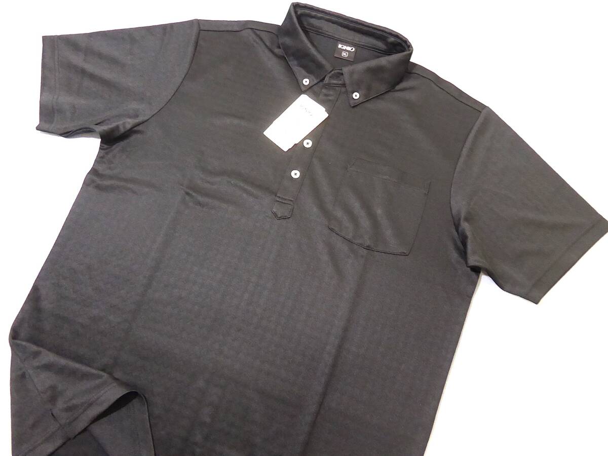 IGNIO イグニオ ジャガード ポケット付き ボタンダウン半袖ポロシャツ モックネック長袖インナーシャツ セット XL 黒白拍卖