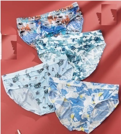 4枚セット 可愛いメンズパンティー アイスシルク製 S(68) 未使用拍卖