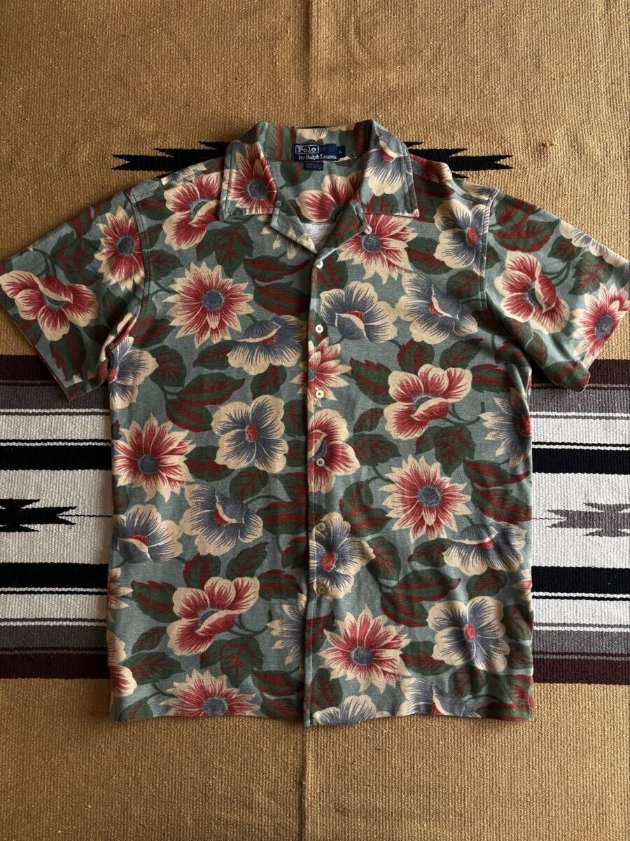 90s USA製 ポロラルフローレン キャンプシャツ S フラワー柄 美しい色味 (RRL ビンテージ拍卖