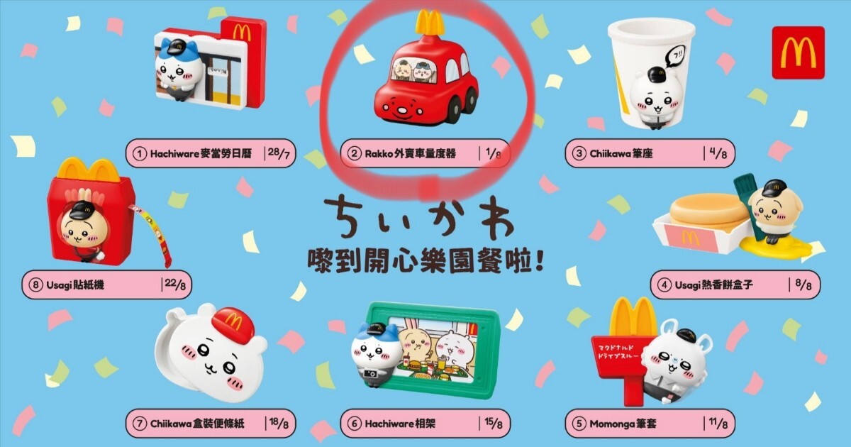 在庫2あり ちいかわ 香港 限定 ハッピーセット マクドナルド フィギュア グッズ拍卖