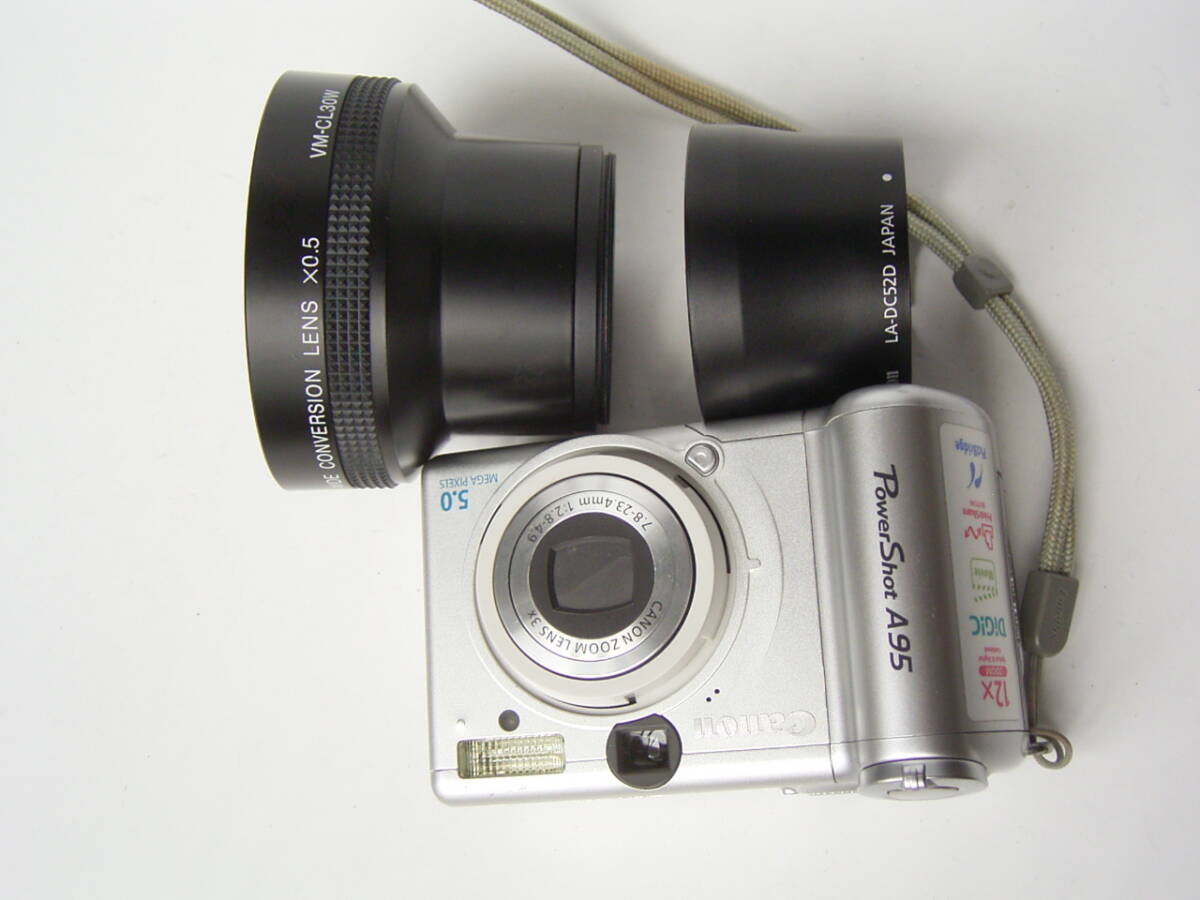 人気!クラシックデジカメ Canon Powershot A95 レンズアダプタLA-DC52D付(小訳あり)拍卖