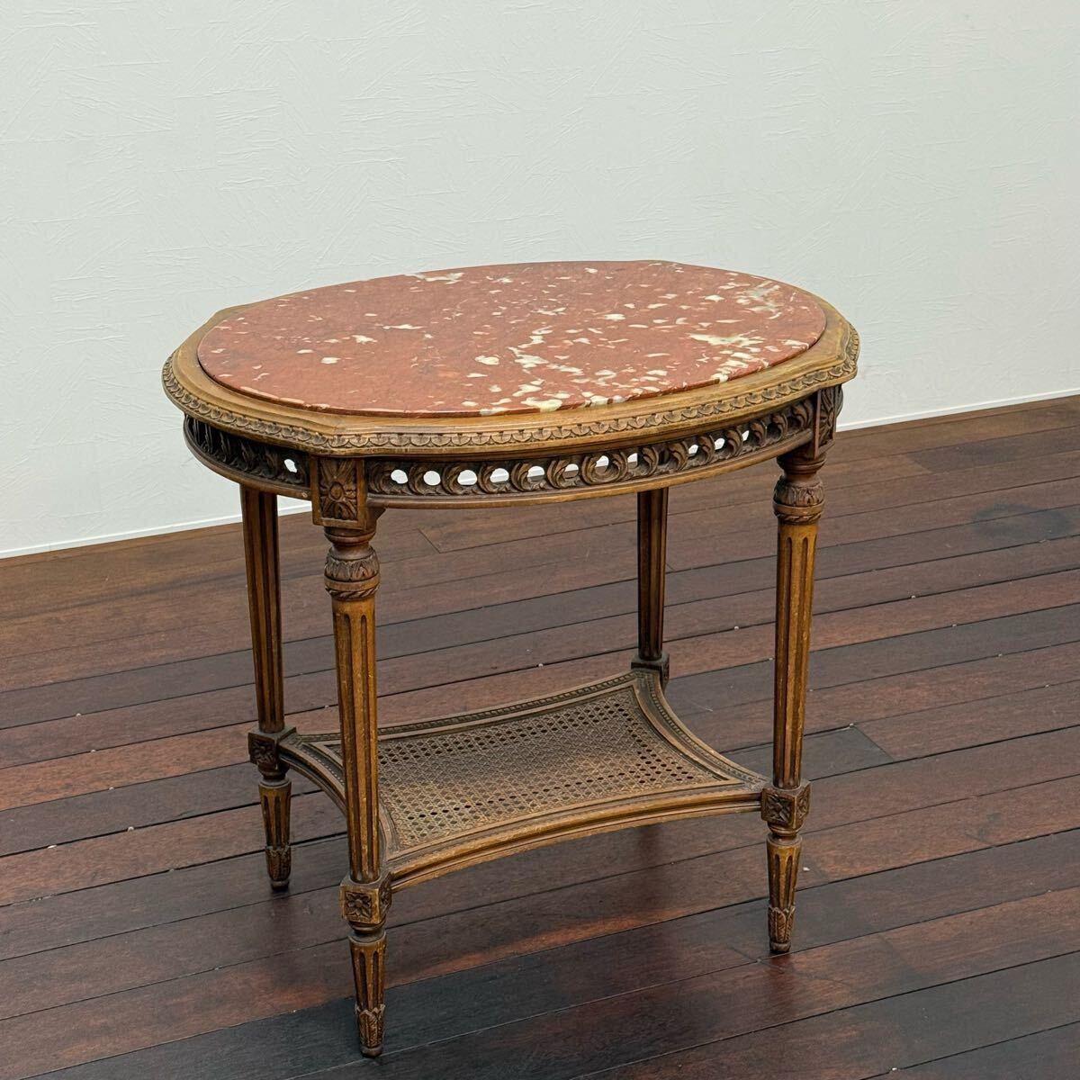 H17K70 イタリアンアンティーク 大理石天板 花台 飾り台 サイドテーブル 彫刻 電話台 FAX台 クラシック イタリア エンドテーブル拍卖