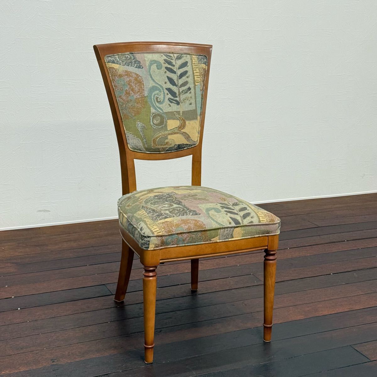 H15K21 マルニ木工 maruni ダイニングチェア レトロ 花柄 サイドチェア アームレスチェア クラッシック 食卓椅子 ビンテージ拍卖