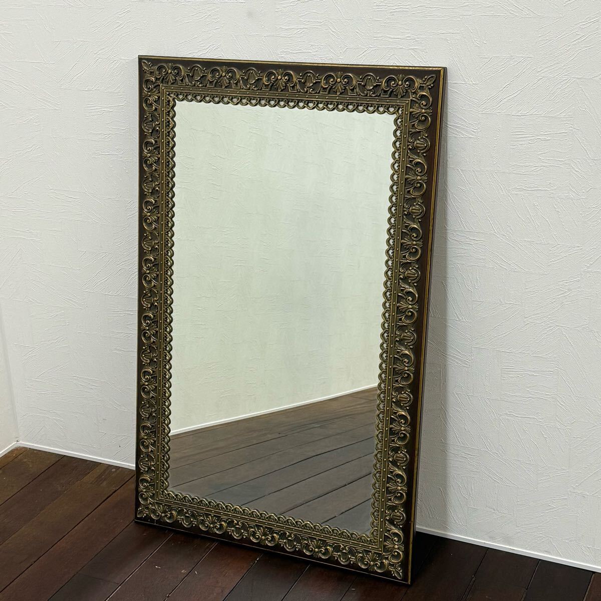 H17C18 西洋アンティーク ウォールミラー 壁掛けミラー 壁掛け鏡 長方形 姿見 鏡 全身鏡 玄関鏡 検)イタリア アメリカ 拍卖