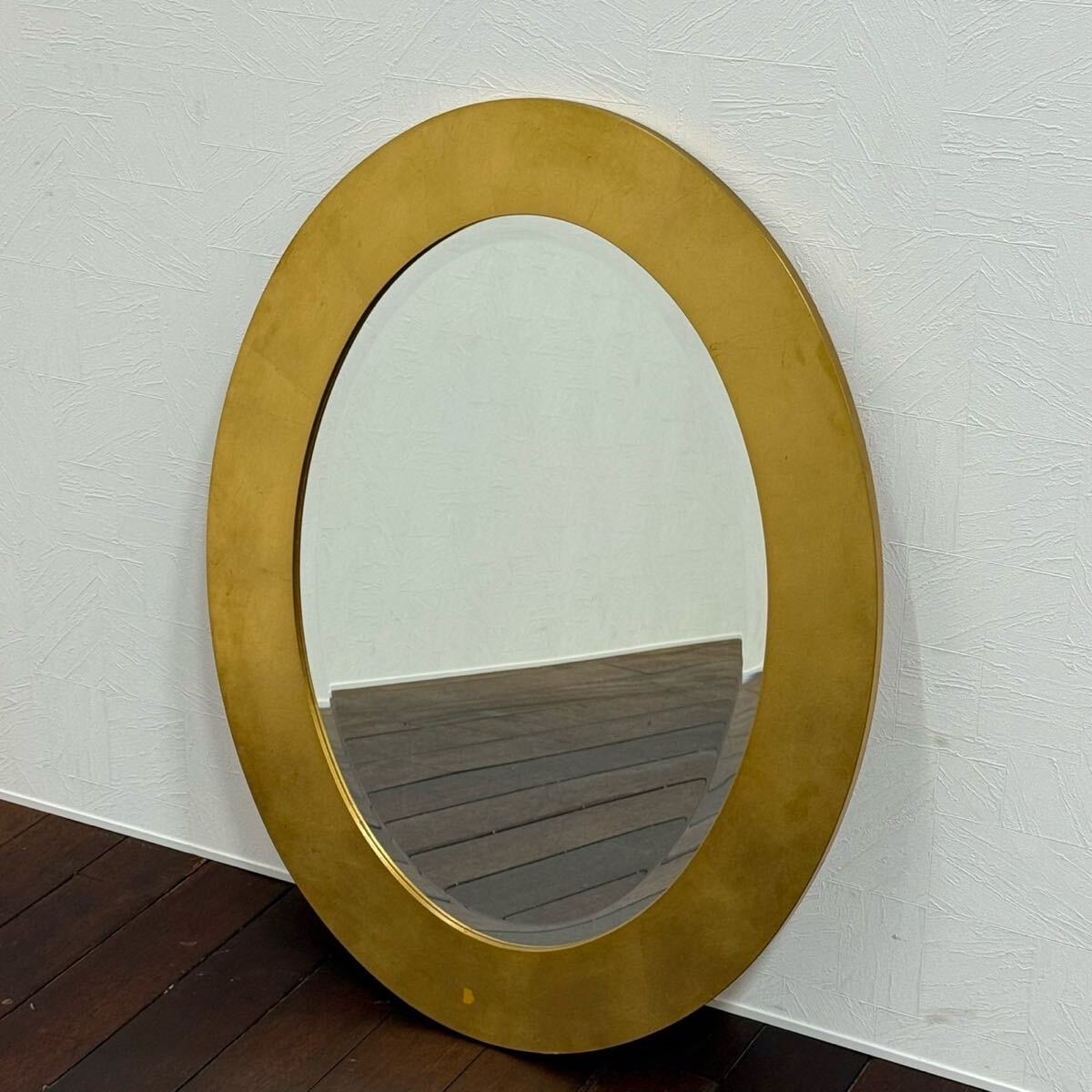 H15K9 イタリア製 ITALY ウォールミラー 楕円形ミラー オーバル型 壁掛け鏡 壁掛けミラー 長円形ミラー カガミ アンティーク調拍卖