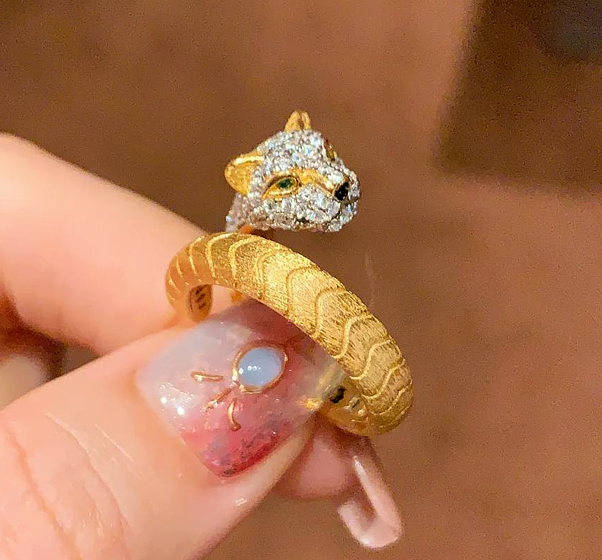 N250405◆Bigstone◆【豹】ダイヤモンドCZ*欧米ファッション*豪華なリング拍卖