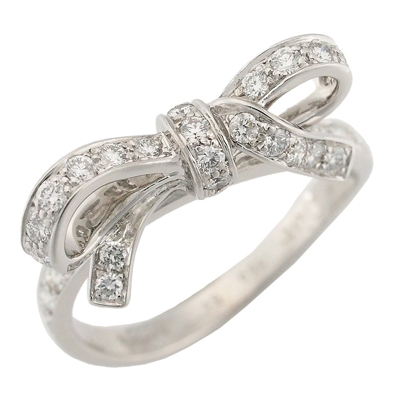 クリスチャン ディオール ダイヤモンド ボウ リボン リング K18WG #51拍卖