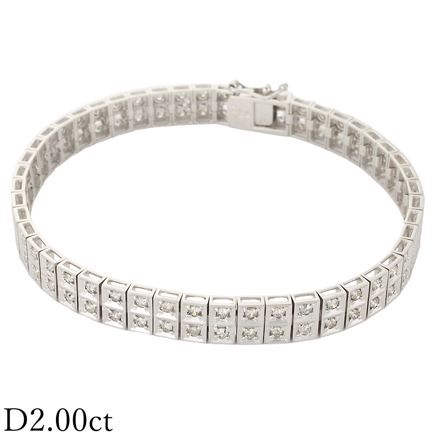 ダイヤモンド/2.00ct ブレスレット K18WG拍卖