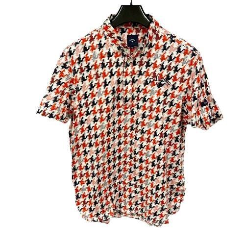 Callaway キャロウェイ ポロシャツ メンズ アパレル ゴルフウエア 半袖 コットン レッド系 ハウンドトゥース 千鳥格子拍卖
