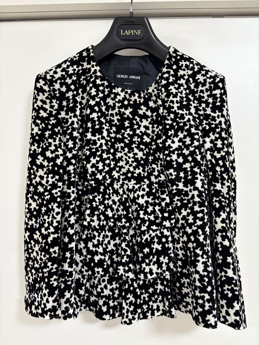 ジョルジオ アルマーニ ベロア地 長袖 ノーカラー  ジャケット 38拍卖