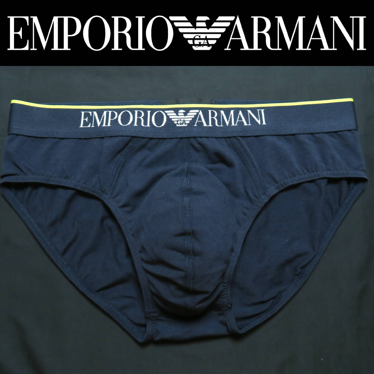 K067■EMPORIO ARMANI エンポリオアルマーニ アイコニック ロゴバンド ビキニ ヒップブリーフ 紺色系 EU/M 日本M-L 未使用品拍卖