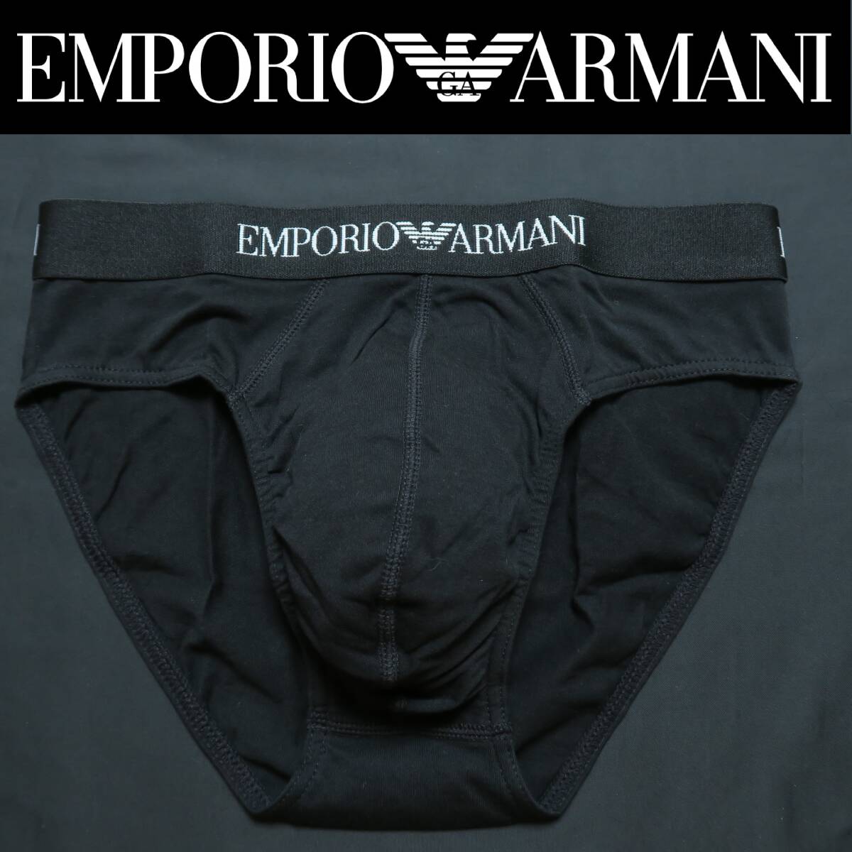 K074■EMPORIO ARMANI エンポリオアルマーニ アイコニック ロゴバンド ビキニ ヒップブリーフ 紺色系 EU/S 日本S-M 未使用品拍卖