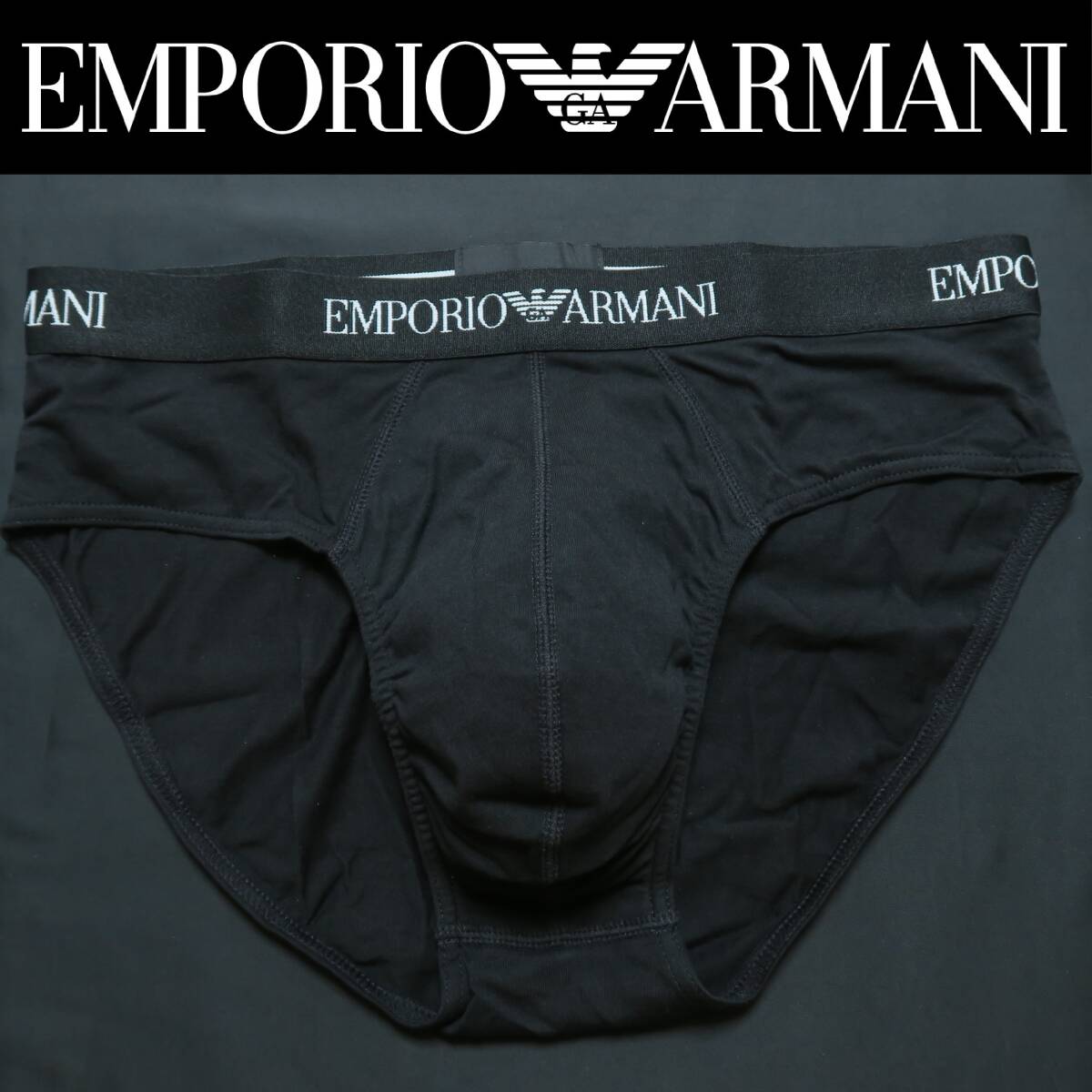 K076■EMPORIO ARMANI エンポリオアルマーニ アイコニック ロゴバンド ビキニ ヒップブリーフ 黒色系 EU/L 日本L-XL 未使用品拍卖