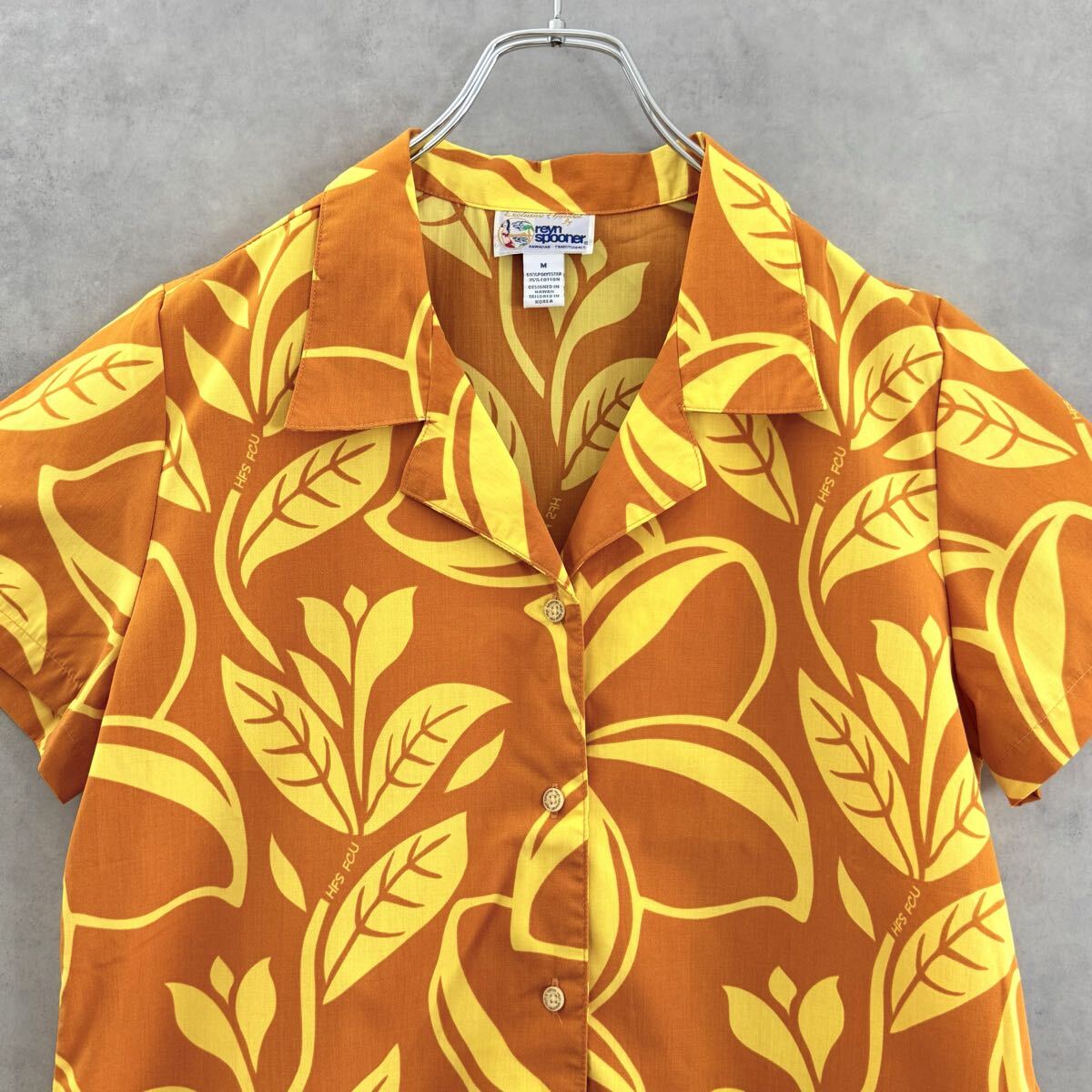 新品 REYN SPOONER レインスプーナー アロハシャツ ハワイアンシャツ M オレンジフローラル拍卖