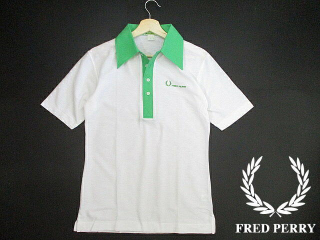 新品 未使用■デッドストック 80s フレッドペリー ヴィンテージ 半袖ポロシャツ Lサイズ FRED PERRY ヒットユニオン 白 緑 鹿の子拍卖