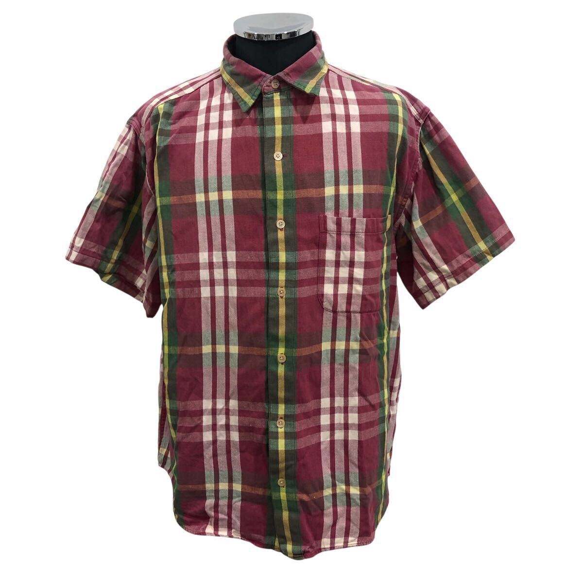 90s BANANA REPUBLIC バナナリパブリック 半袖 シャツ チェック 柄 チェックシャツ スリランカ製 ヴィンテージ size:M■0726KH①拍卖