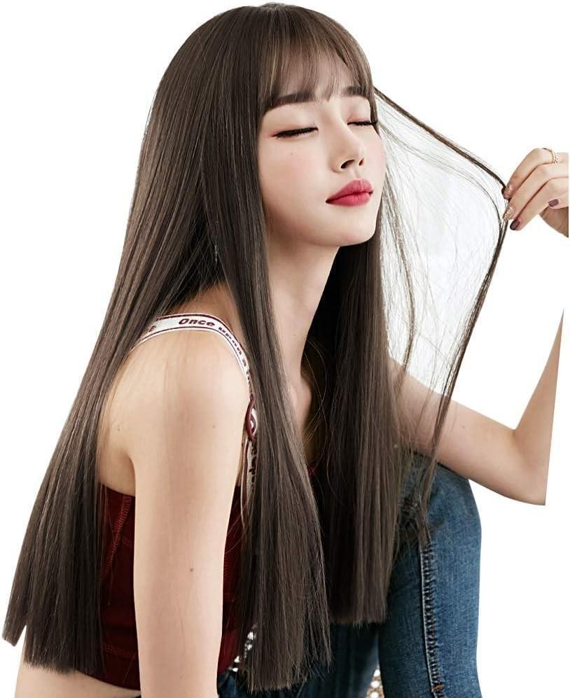 ロングウィッグ ストレート ウィッグ パッツン 小顔 サラサラ ナチュラル アレンジ ポニーテール ロング ウィッグ イメチェン コスプレ拍卖