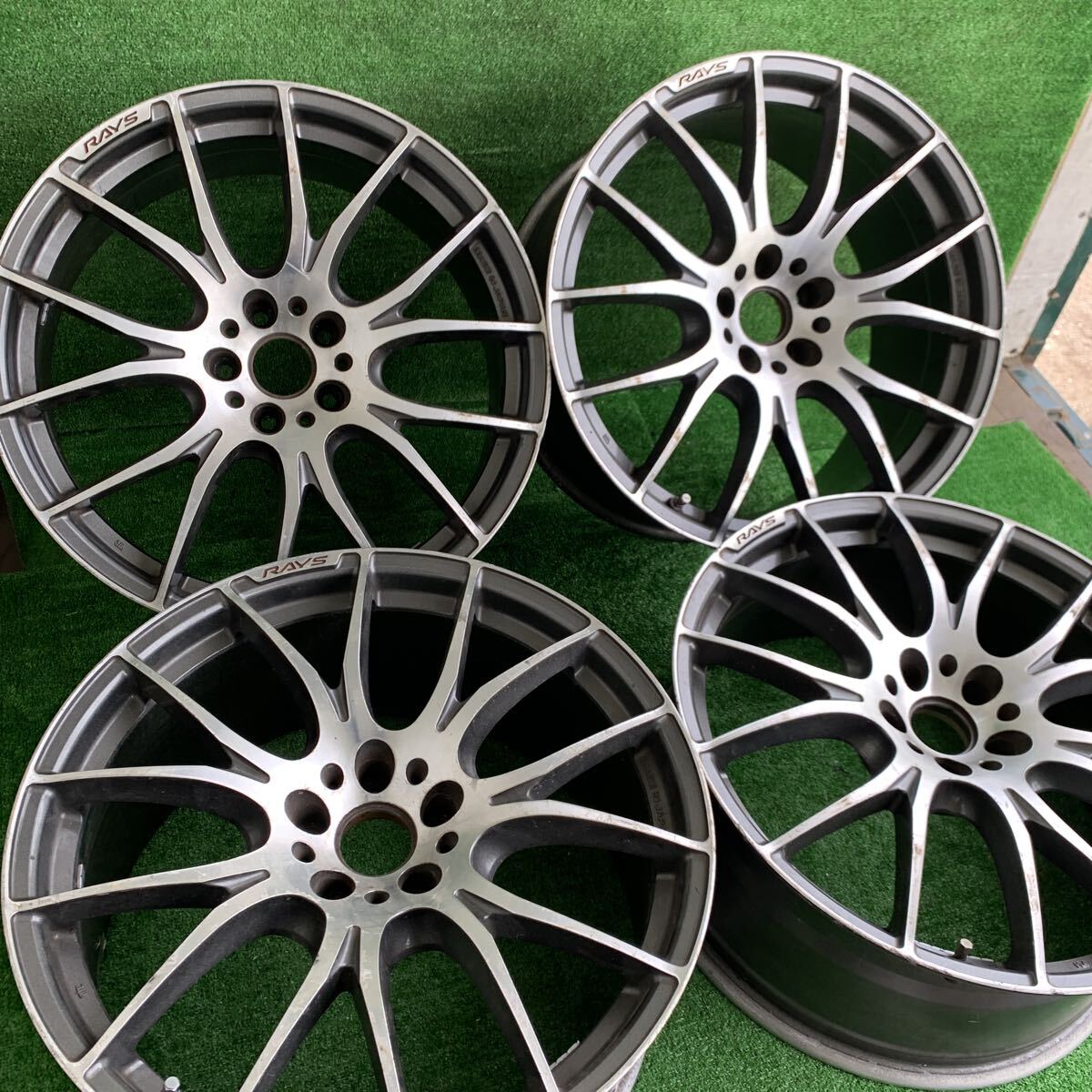 売り切り RAYS HOMURA 2×7 20×9.5j +38 2本 8.5j +38 2本 114.3 5穴 4本 レイズ ホムラ アルミ ホイール ジャンク レストアベース 拍卖