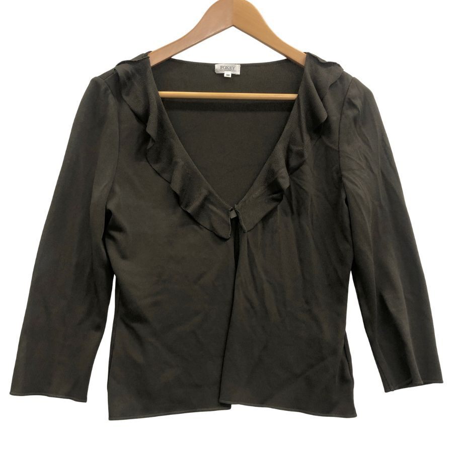 美品◆カーディガン フォクシーブティック ボレロカーディガン ダークブラウン サイズ40 23544-ANMA141-2 FOXEY BOUTIQUE 【AFB11】拍卖