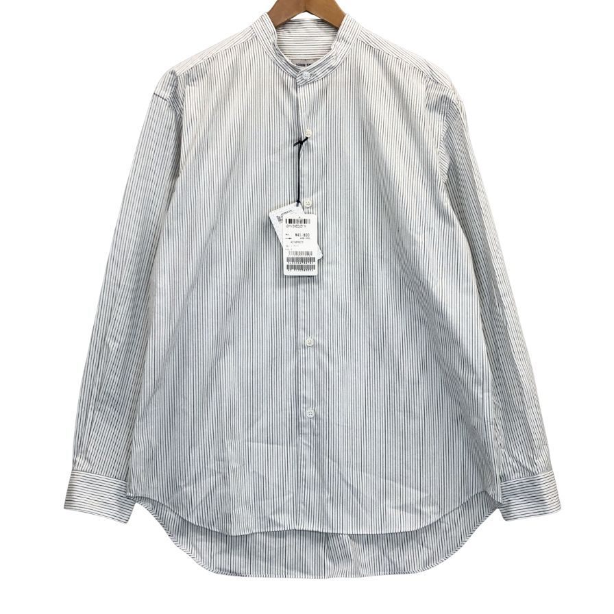 新品同様◆長袖シャツ ジョンスメドレー シャツ ノーカラー バンドカラー 長袖 ストライプ メンズ ホワイト系 サイズM【AFB45】拍卖