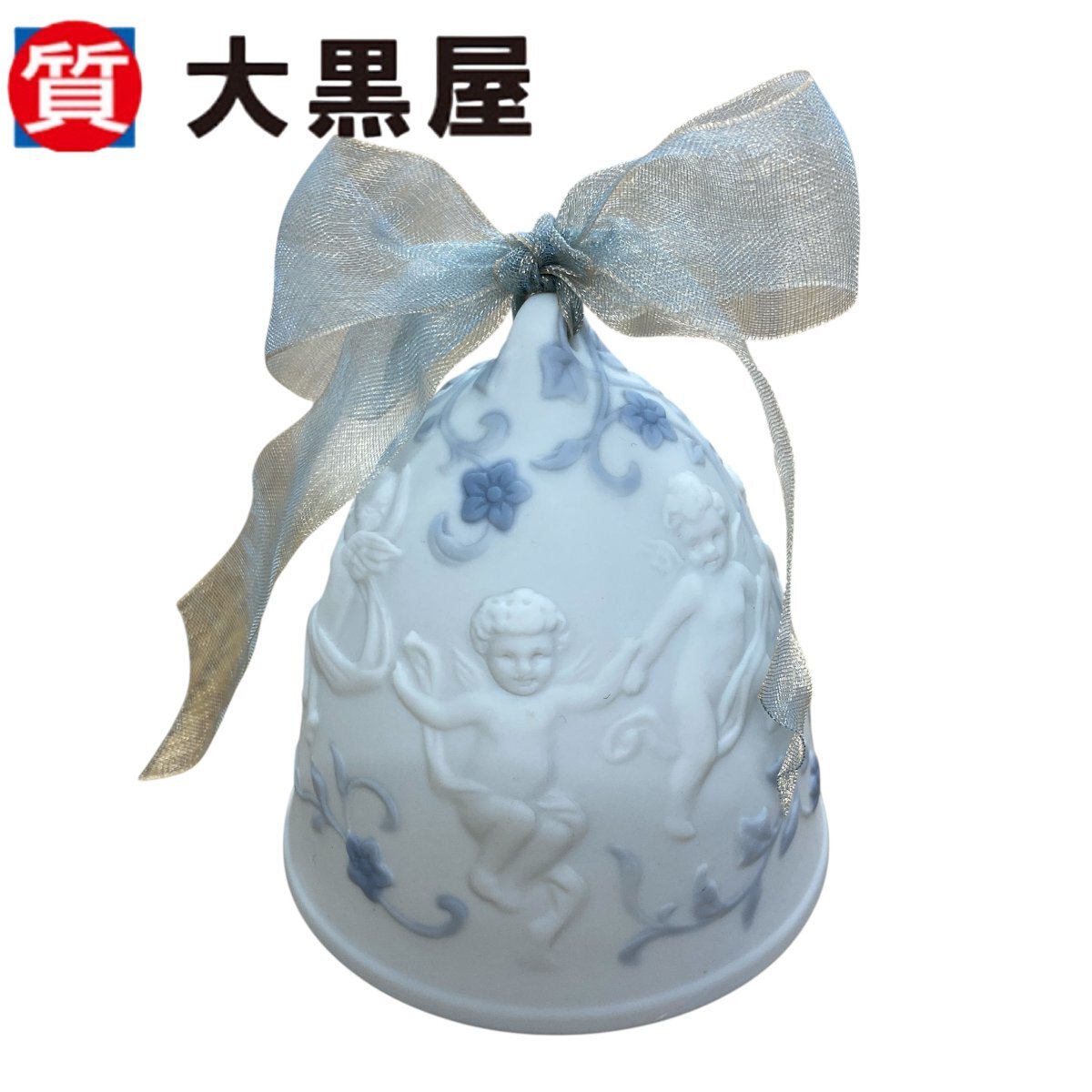 【大黒屋82】LLADRO リヤドロ イヤーベル 2004 陶磁器 スペイン製 天使 ベル リボン インテリア 小物 コレクション 彫刻家 返品交換不可拍卖