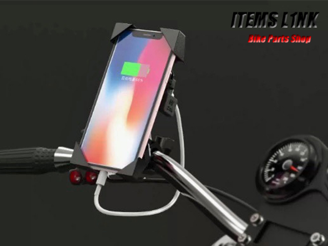 LK5-2 USB付 スマホホルダー スカイウェイブ/250/400 SJ/45/64/A CK45A 650 CP51A バーグマン ジクサー グラディウス/400/650 汎用拍卖