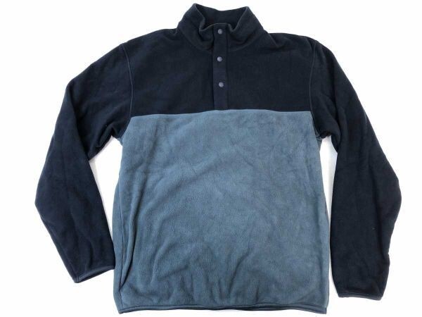 新品タグ付き ユニクロ UNIQLO アウトドア 配色切替 バイカラー フリース ジャケット スナップボタン プルオーバー メンズ L 紺 水色拍卖