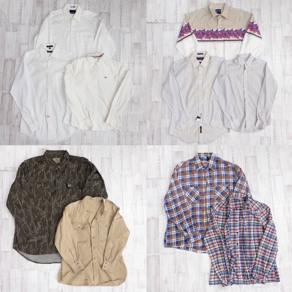 古着 現物まとめ売り US 長袖シャツ 10枚セット B品 アソート 洗濯済み 古着卸 0722001拍卖