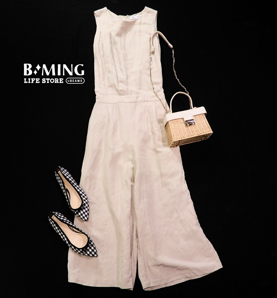ビームス B:MING by BEAMS 大人可愛い☆リネン 麻混 オールインワン サロペット S拍卖