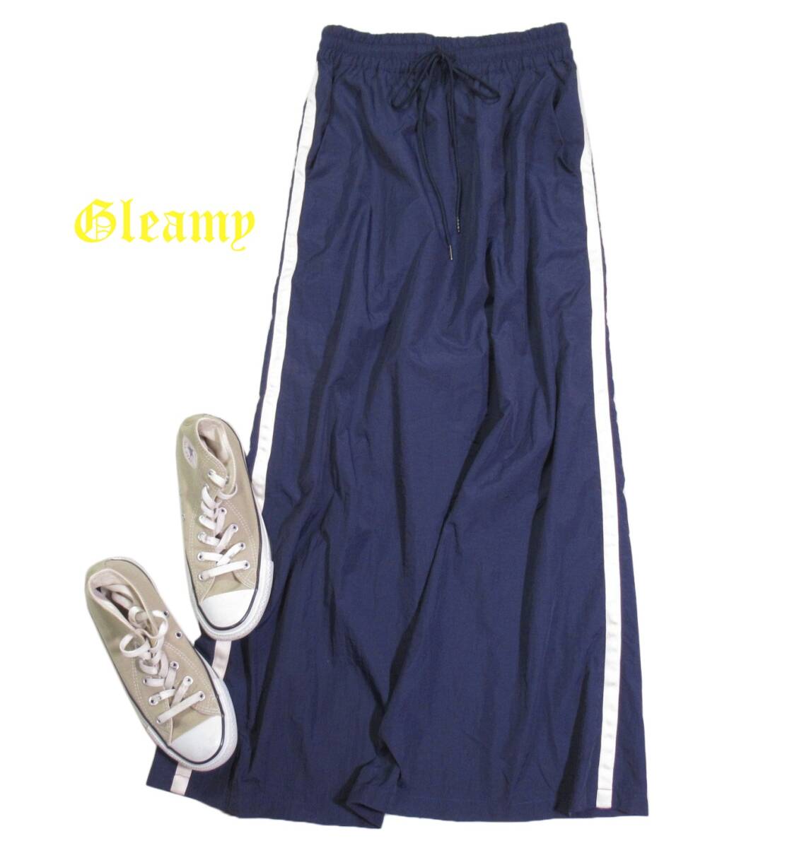グリーミー Gleamy カジュアル可愛い☆サイドライン シャカシャカ ロング スカート 拍卖