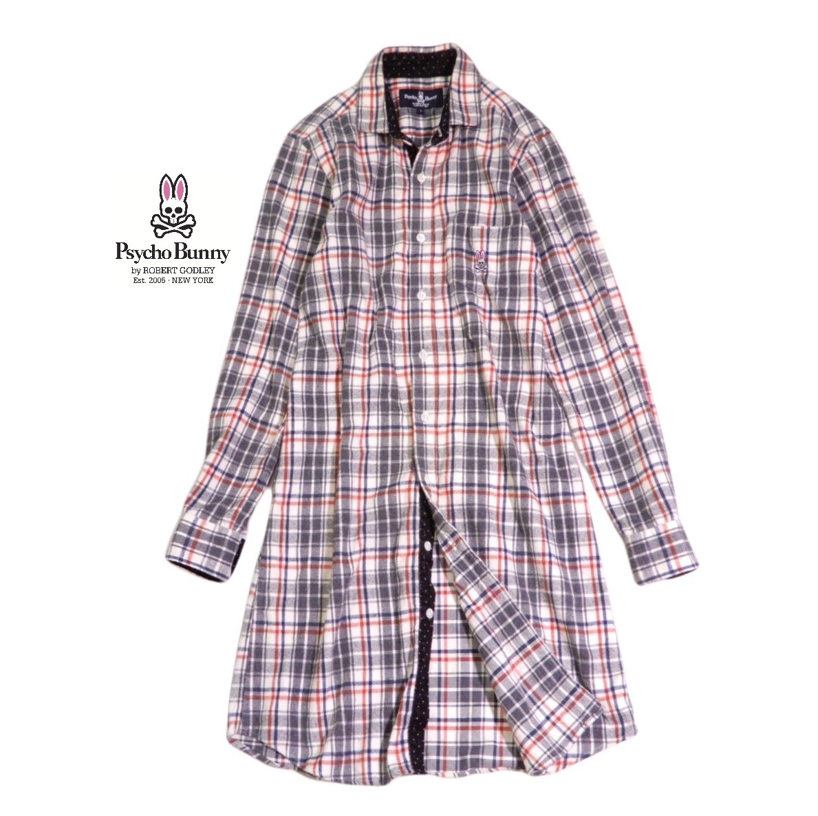 サイコバニー Psycho Bunny 使える☆チェック コットン シャツ ワンピース 1拍卖