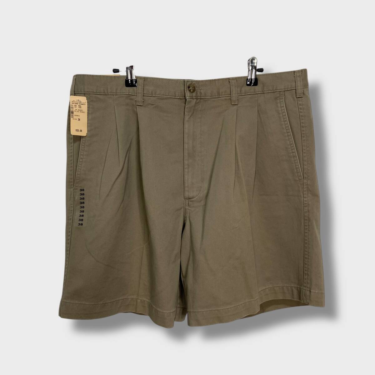 送料無料☆90sデッドストック☆EddieBauer☆ツータックショートパンツ☆カーキベージュ系☆W38☆タグ付き☆ハーフパンツ☆白タグ☆E25M拍卖