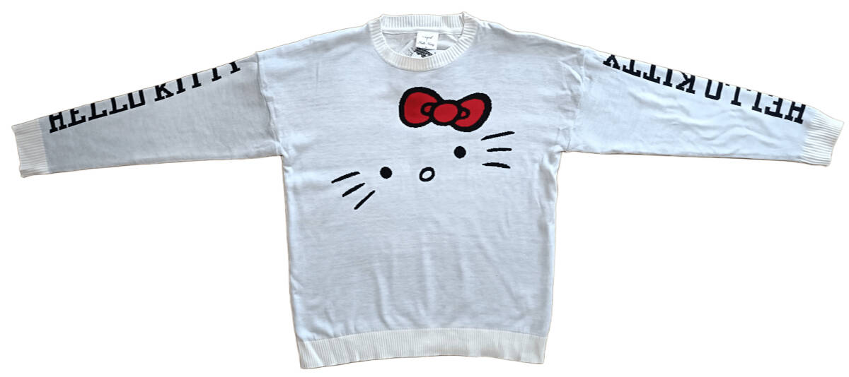 ハローキティ 長袖 薄手 ニット ホワイト 白 L タグ付き未使用 HELLO KITTY サンリオ Sanrio拍卖