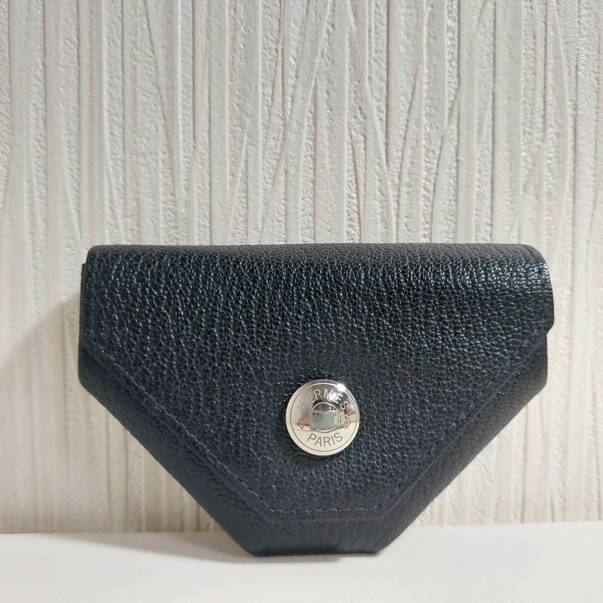 エルメス ルヴァンキャトル ヴェルソ ル24 コインケース 財布 シェーブル ブラック/ブルーアンクル シルバー金具 D刻印拍卖