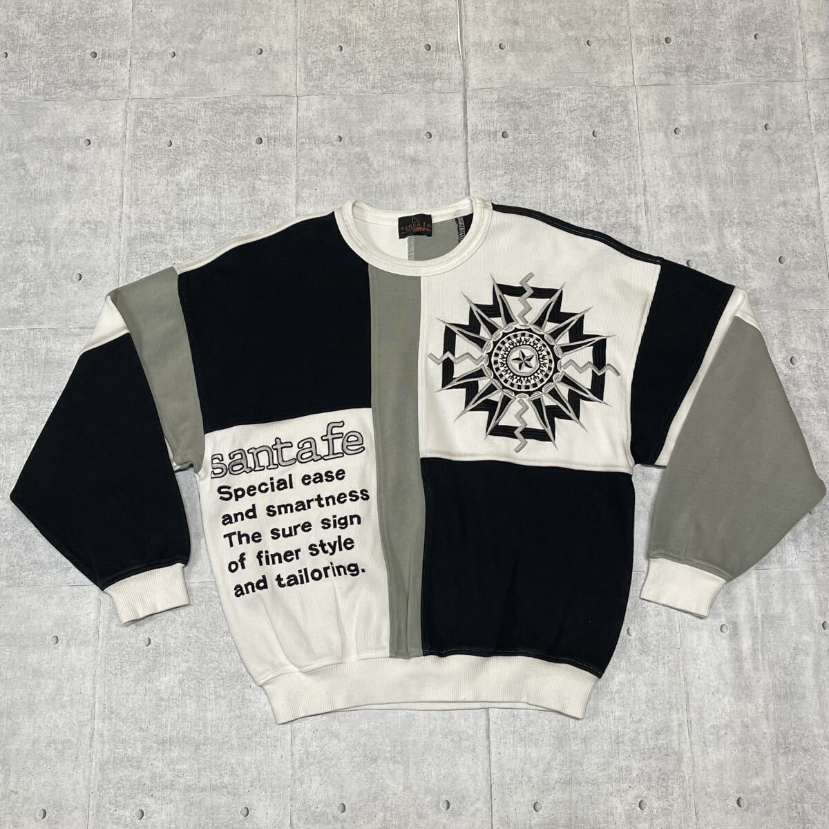 90s Santafe ハイデザイン スウェット 日本製 オールド サンタフェ 90年代 ジャパンビンテージ トレーナー 豪華刺繍 マルチカラー 早5954拍卖