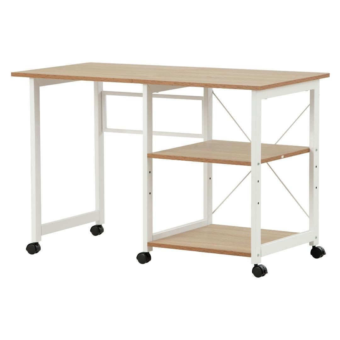 【新品】パソコンデスク折りたたみデスク 簡易学習デスク 3段収納【ナチュラル】 462209拍卖