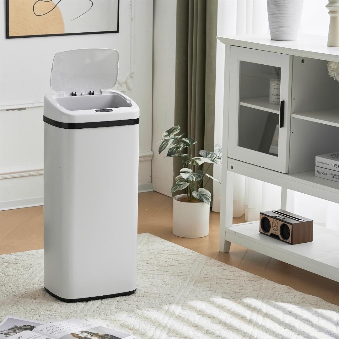 【人気商品】センサー全自動開閉式 ゴミ箱 大容量45L ホワイト 545863拍卖