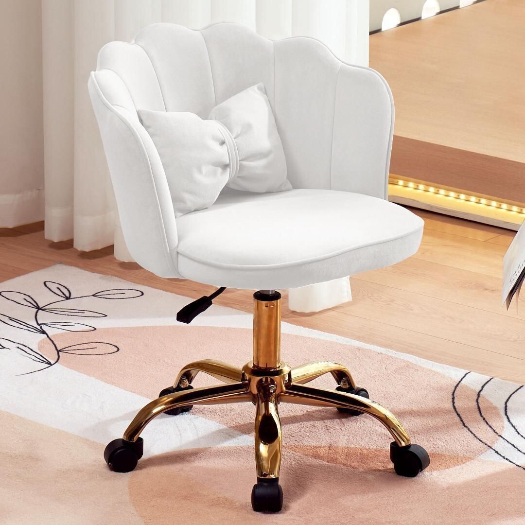 【新作】【ホワイト】デスクチェアオフィスチェア いす回転 昇降肘あり背もたれあり 644148拍卖