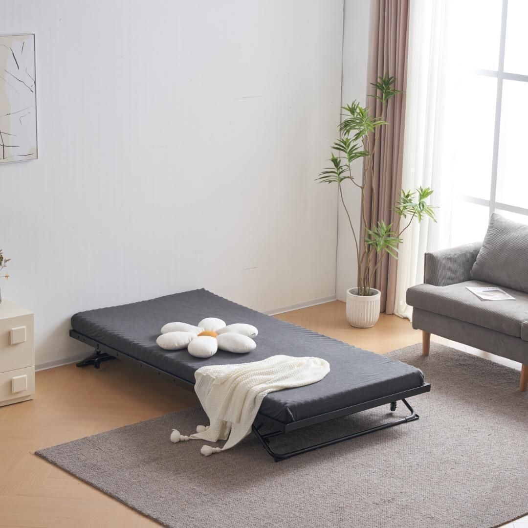【ブラック】 パイプベッド 折りたたみベッド シングル 下収納 耐荷重120kg 556364拍卖