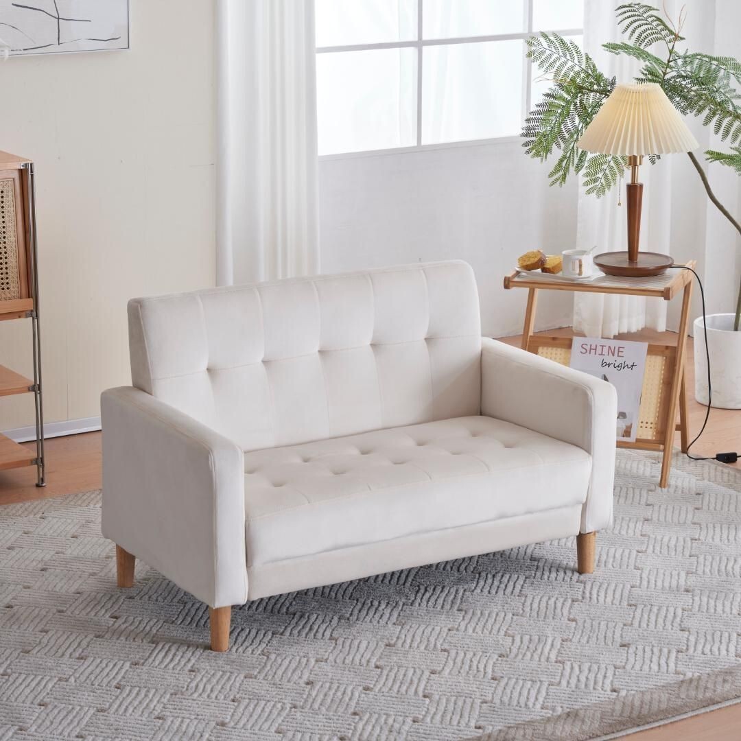 2人掛け 幅105cm高さ12cmリビングソファ 肘付き ベルベット調 おしゃれ 624407拍卖