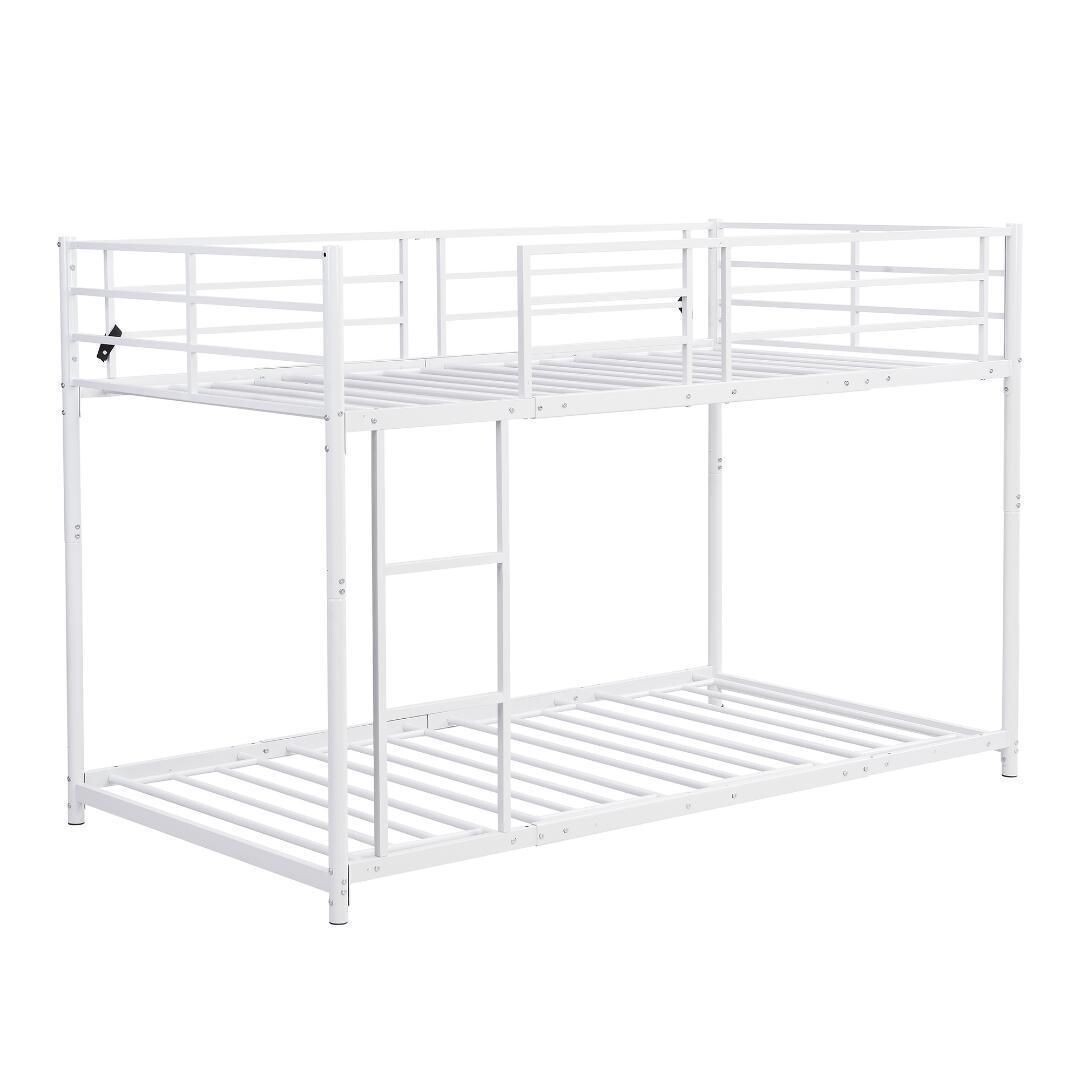 【ホワイト】二段ベッド 2段ベッド スチール 耐震 ベッド シングルパイプベッド 518945拍卖
