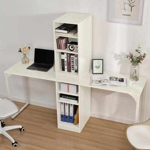 【2個セット】パソコンデスク 3段シェルフ付 オフィスデスク 簡易デスク学習机 579200拍卖