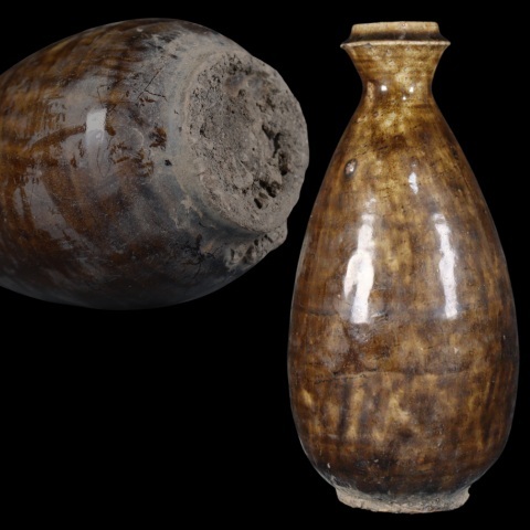 蔵出し品 李朝 古朝鮮 飴釉 花入 A569拍卖