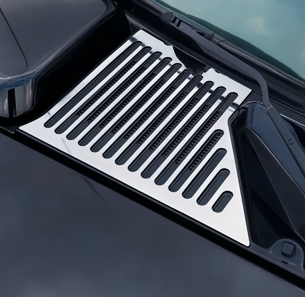 ②Hummer ハマーH2 H7 パーツ フロントダクトグリルトリム ステンレス製 クロームシルバー ボンネットダクトカバートリム 2003-2009拍卖