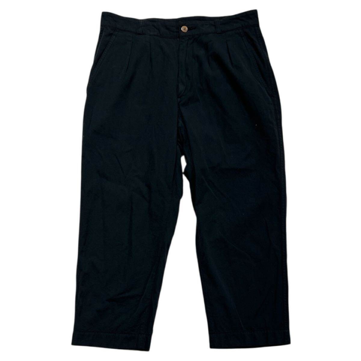 ■ MHL MARGARET HOWELL マーガレットハウエル ■ コットン混 ウール イージー バギー パンツ ネイビーⅡ拍卖