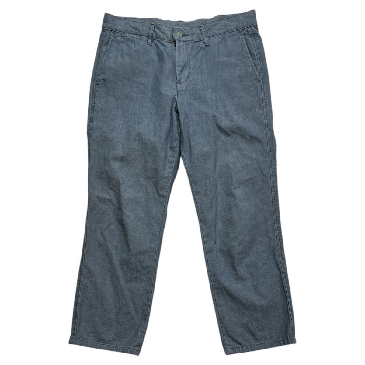 ■ MHL MARGARET HOWELL×EDWIN マーガレットハウエル×エドウィン ■ レザー パッチ シンチバックベルト カラーパンツ 29×24拍卖