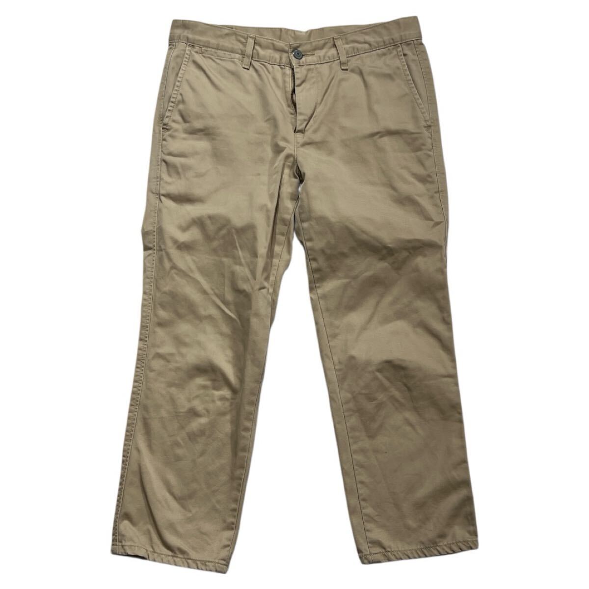 ■ MHL MARGARET HOWELL×EDWIN マーガレットハウエル×エドウィン ■ フェイクレザー パッチ シンチバックベルト チノパン 29×24拍卖