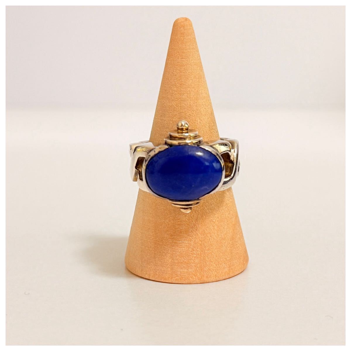 シルバー925 sterling スターリング ラピスラズリ ヴィンテージ リング 指輪 ベルト デザイン拍卖