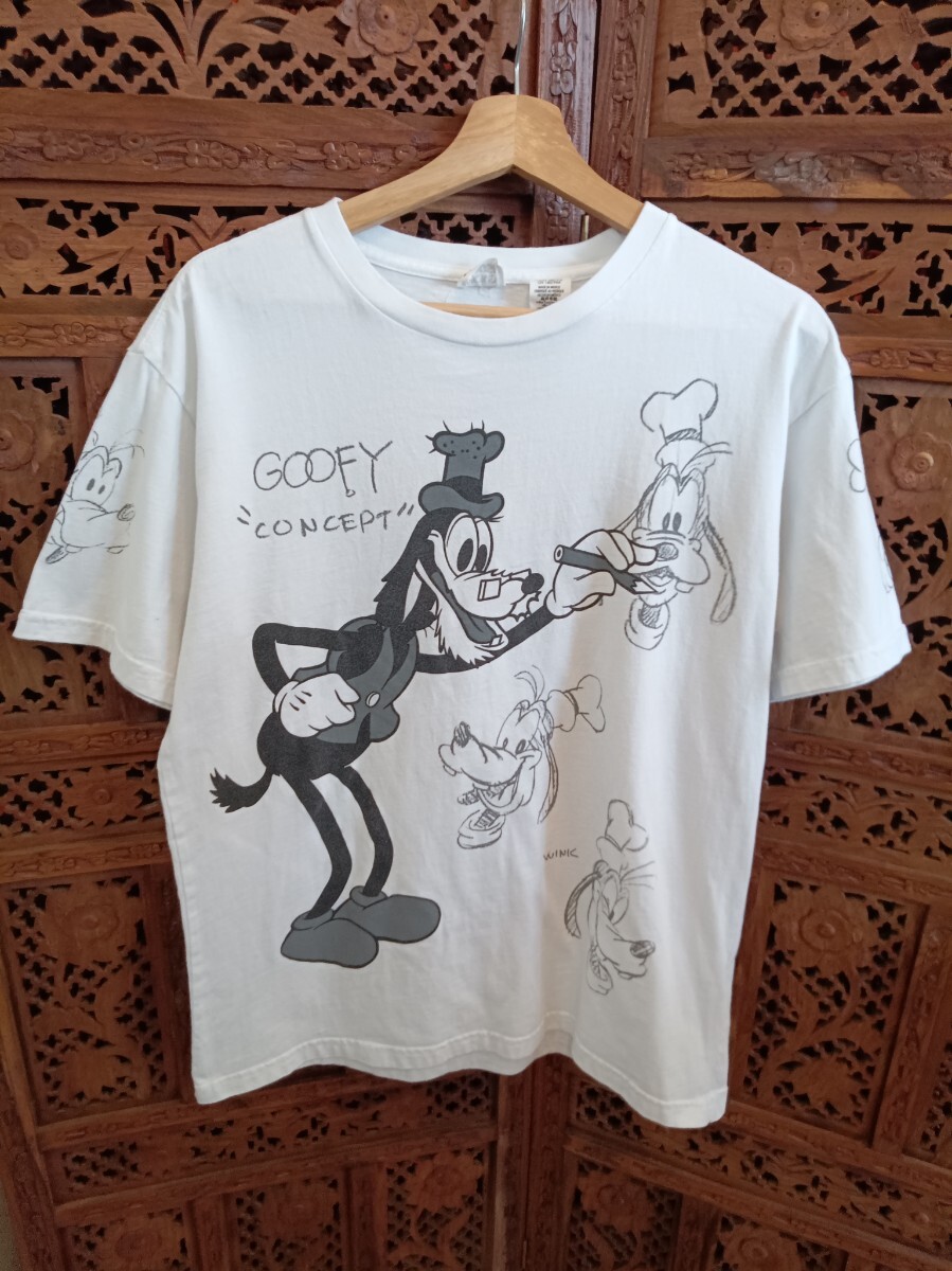 QY159 MICKEY MOUSE グーフィー キャラクター プリント 半袖Tシャツ ディズニー Disney size:M 古着拍卖